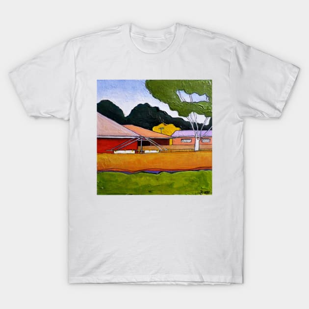 Australian Backyard with Hills Hoist T-Shirt by BillyLee